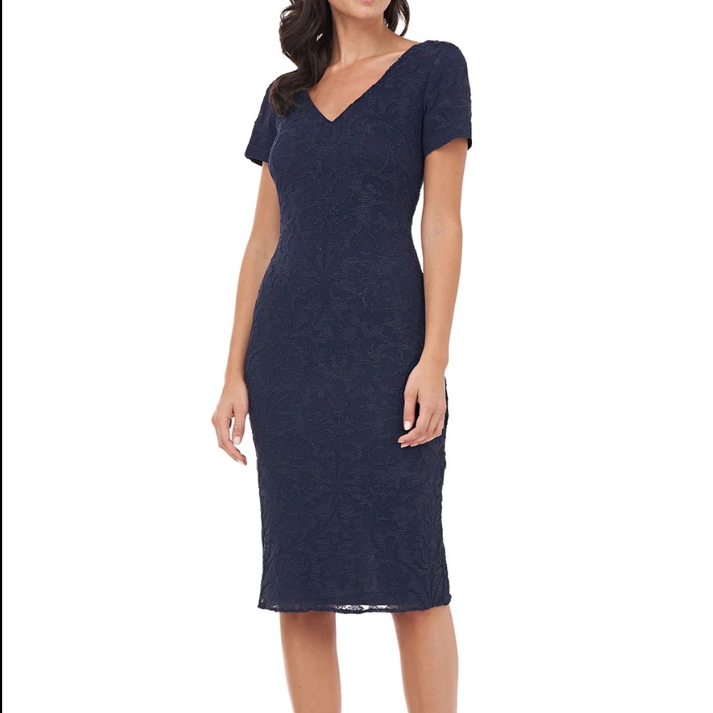 J S COLLECTIONS Elegant Navy Blue DRESS SZ 10 women’s dress nwt #524